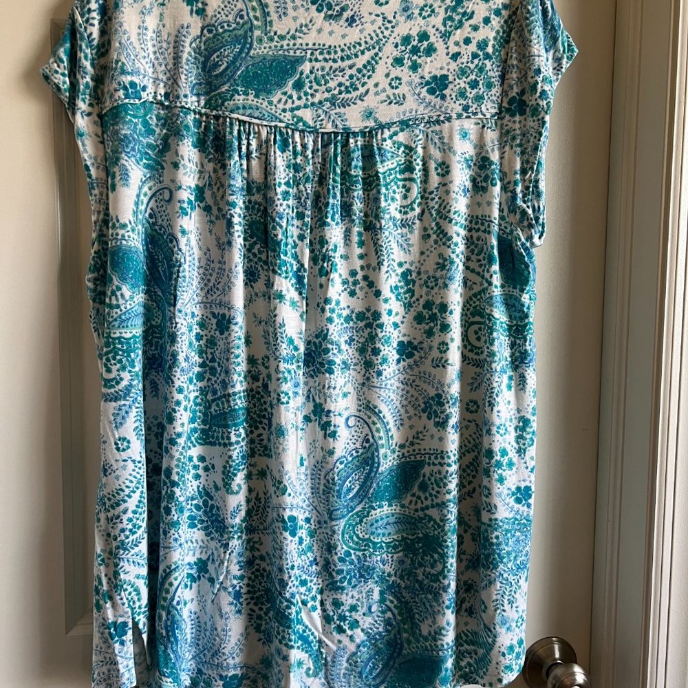 Daniel Rainn Rayli Split Neck Blouse - Turquoise … - image 2